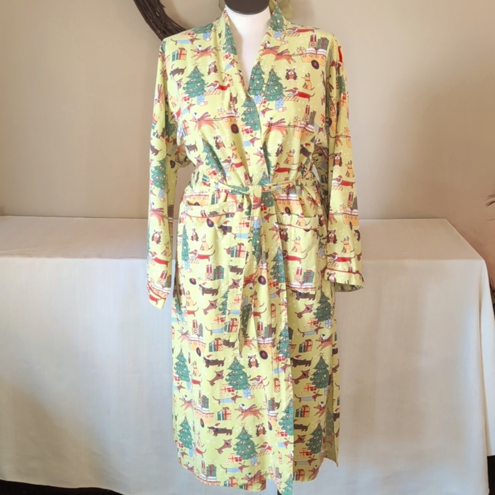 Sz 2X Mahogany Cotton Flannel Holiday Robe